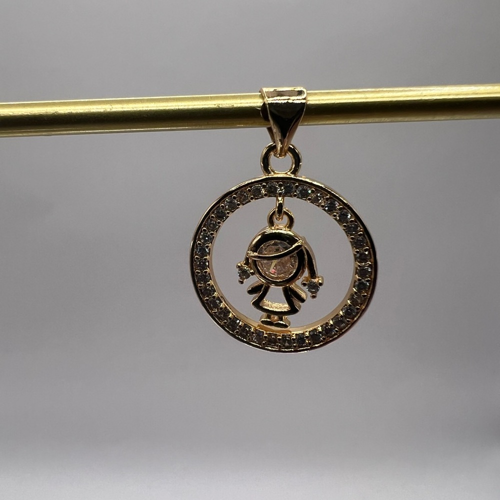 Brand New Gold Toned Pendant with Crystal Accents